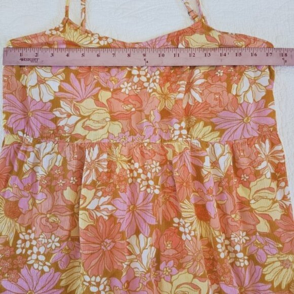 Billabong Women's Sundress Size XL Mini Dress Tiered Orange Vacation Boho Flowy - Picture 9 of 15